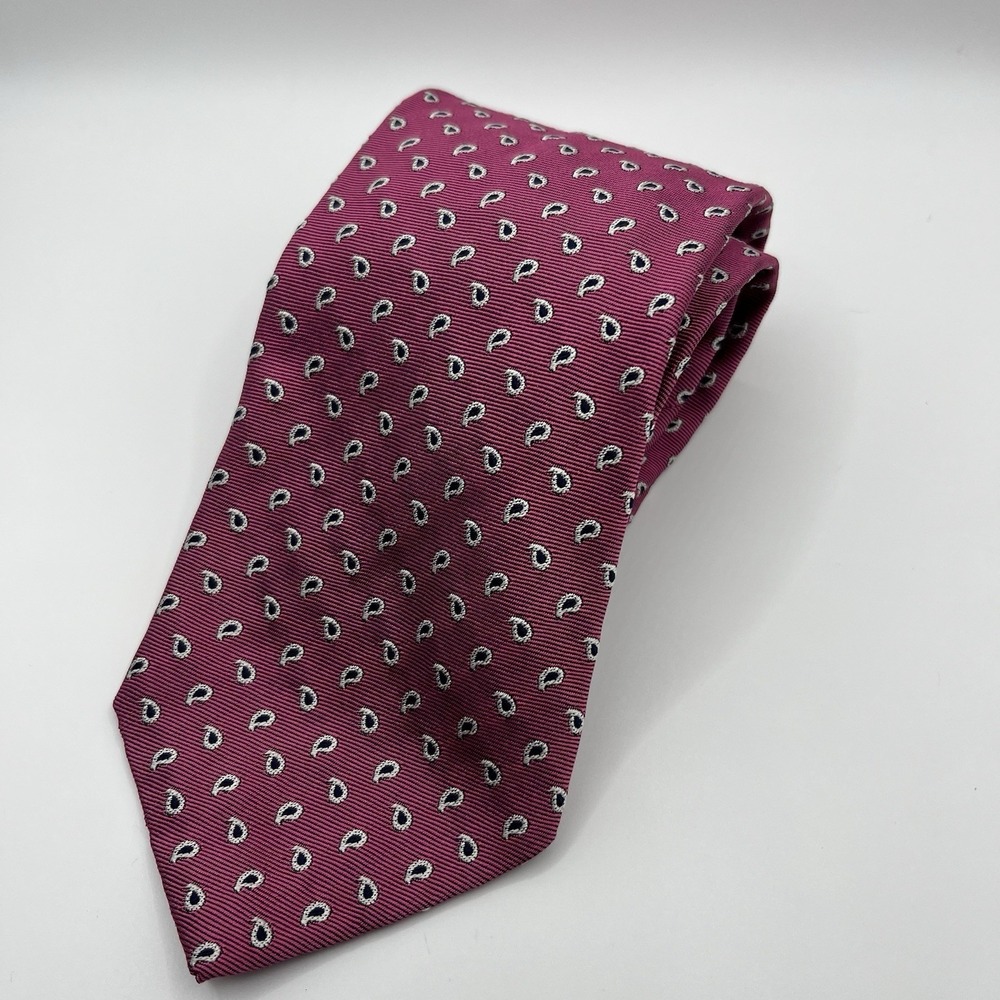 Polo by Ralph Lauren Tie Pink Paisley 100% Silk Handmade Italy